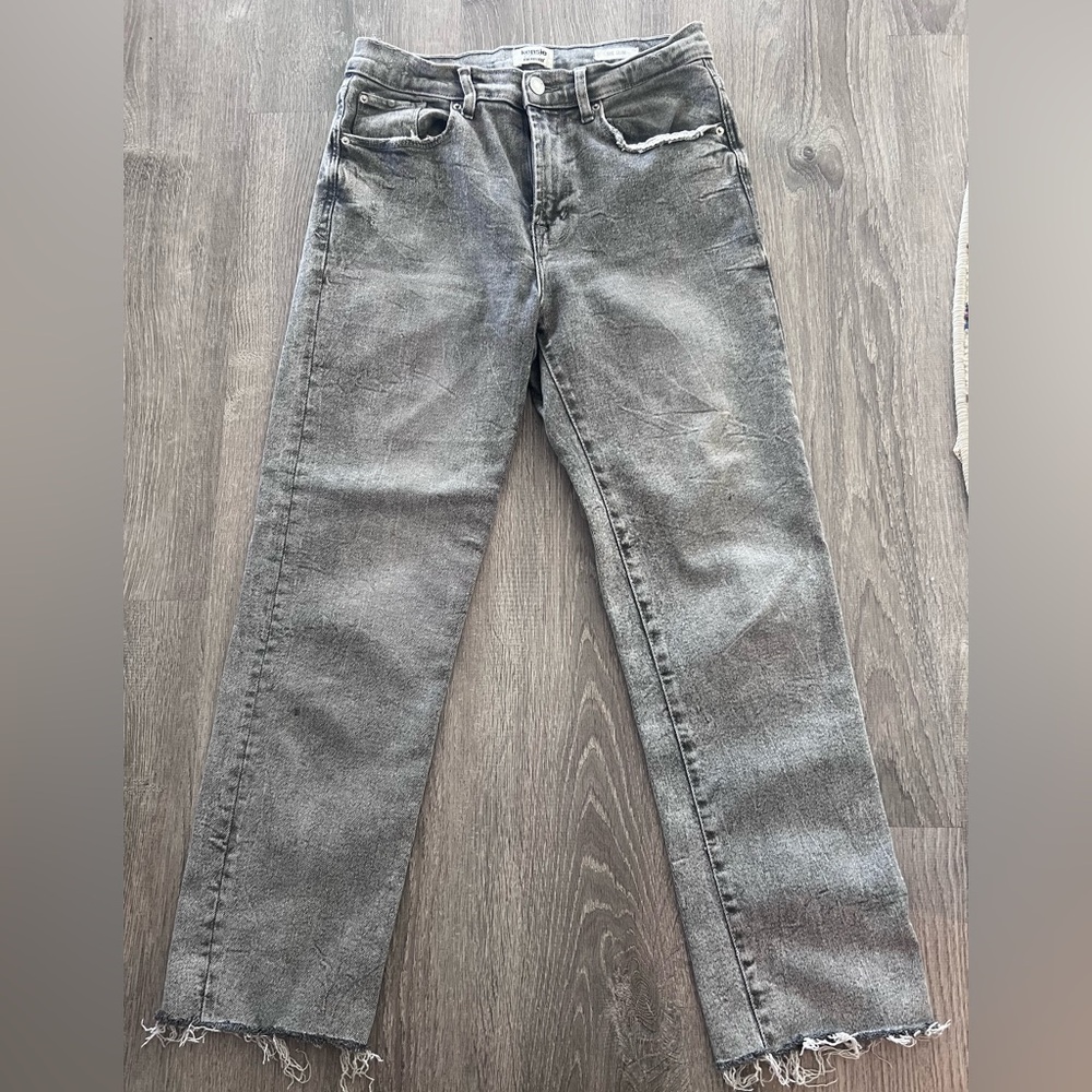 Kensie Women's Charcoal Gray Straight distressed hem Jeans